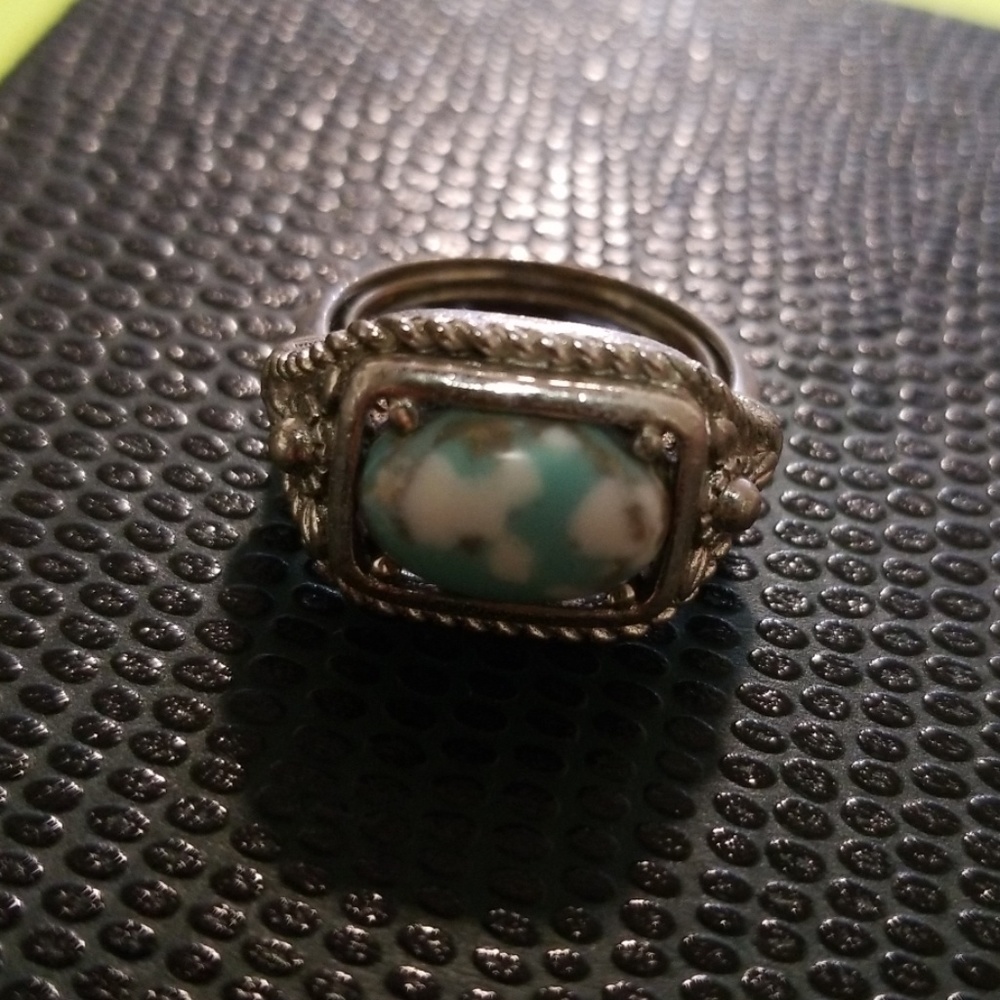 Natural Turquoise Sterling Silver Cocktail Ring